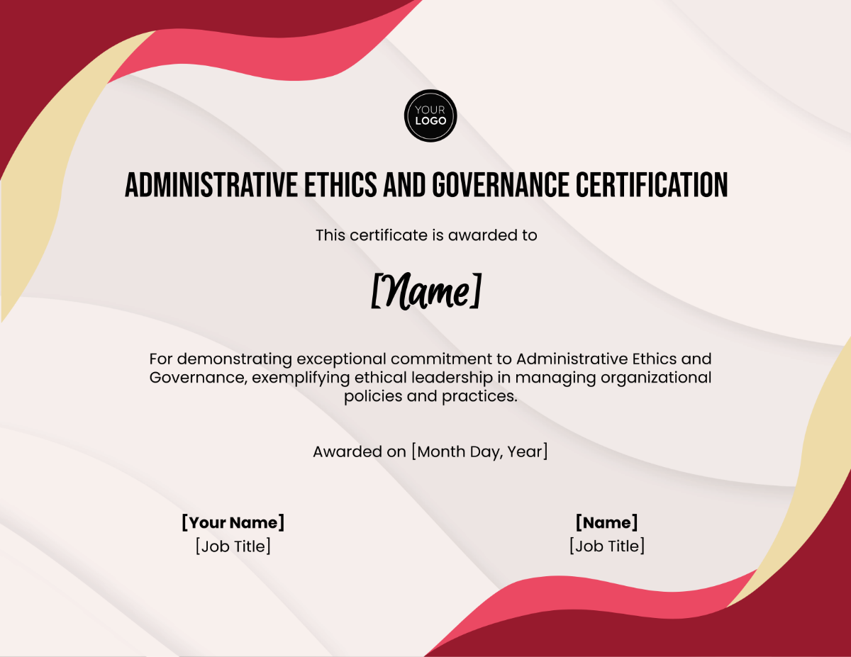 Administrative Ethics and Governance Certification Template