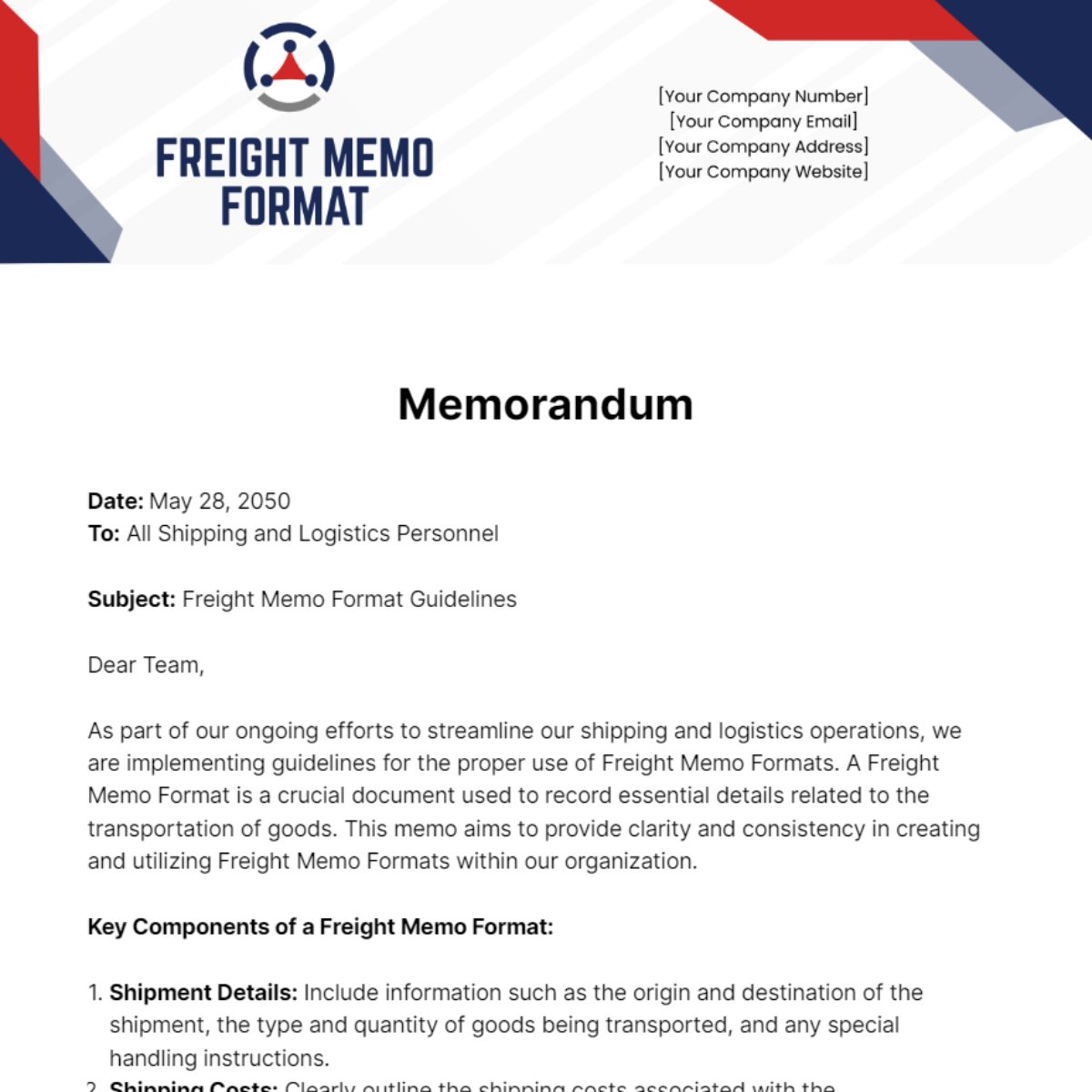 Freight Memo Format - Edit Online & Download