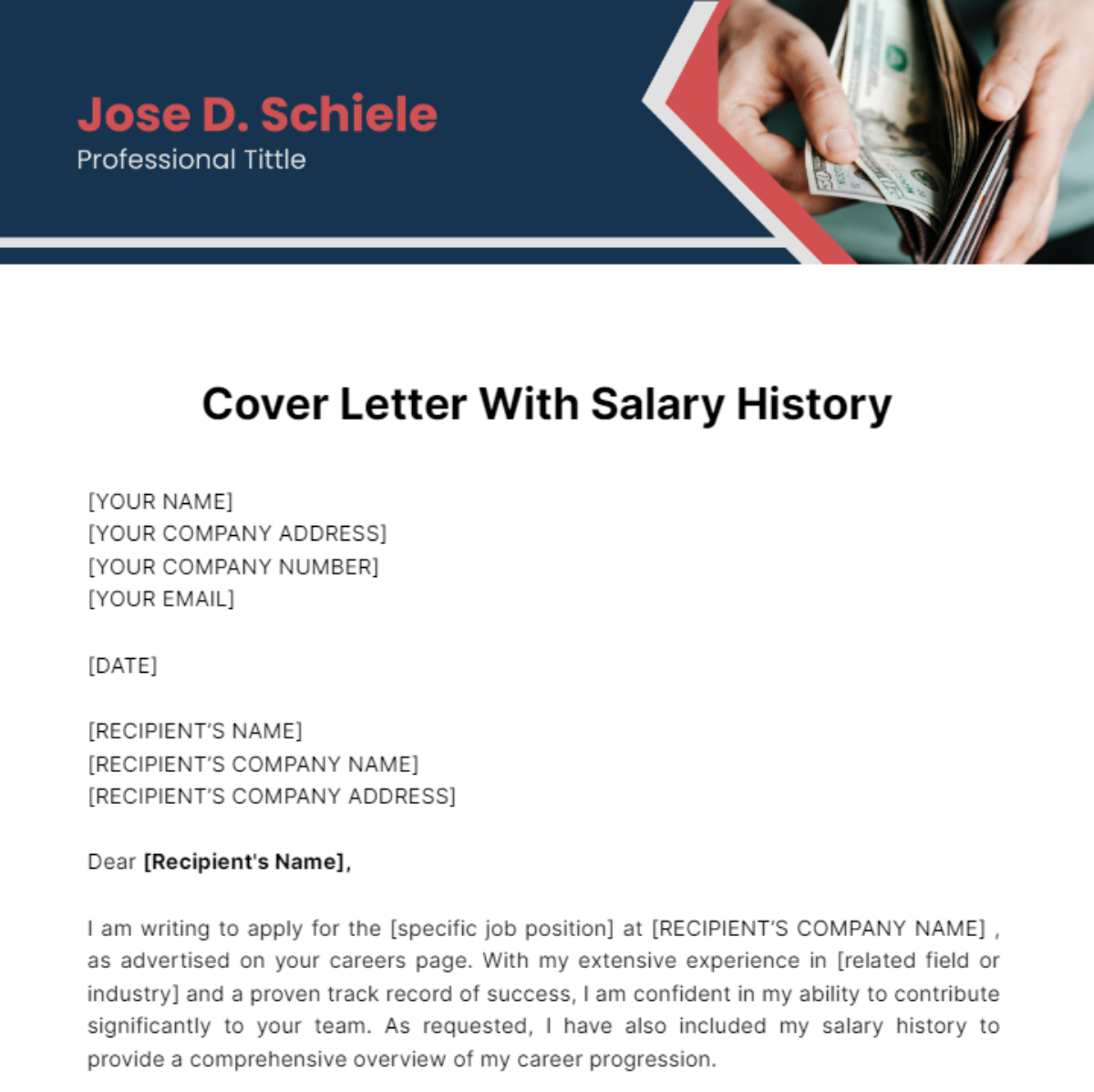 Cover Letter With Salary History Template