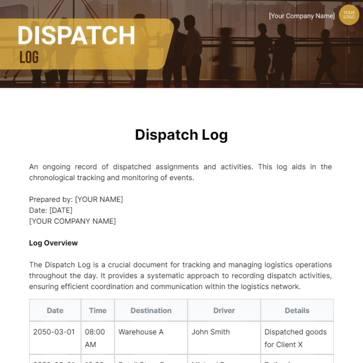 Dispatch Log Template