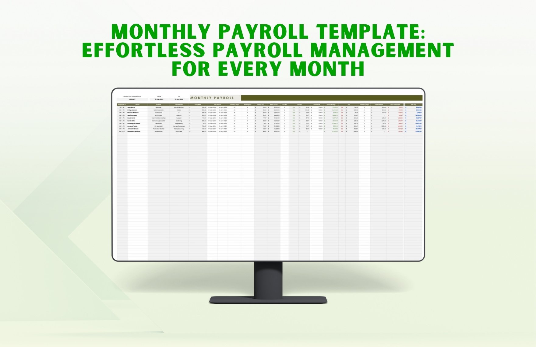 Monthly Payroll Template