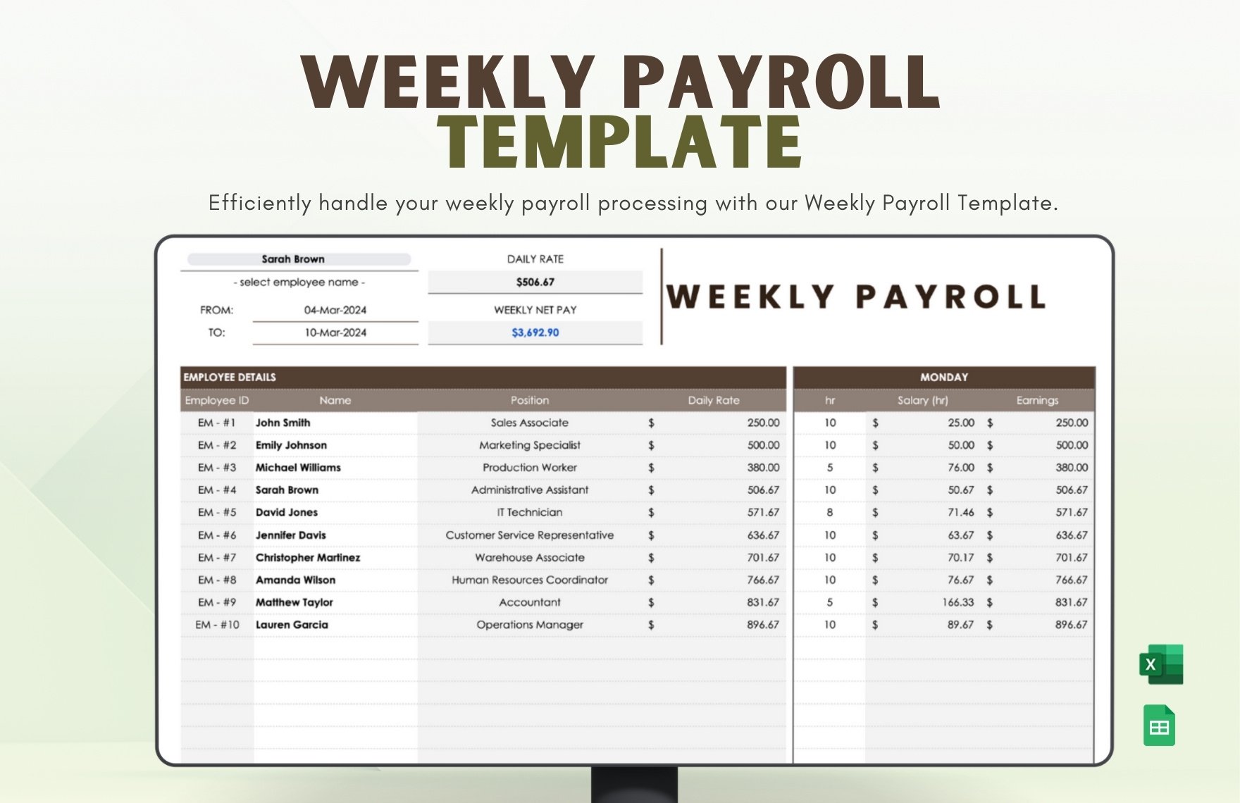 Weekly Payroll Template