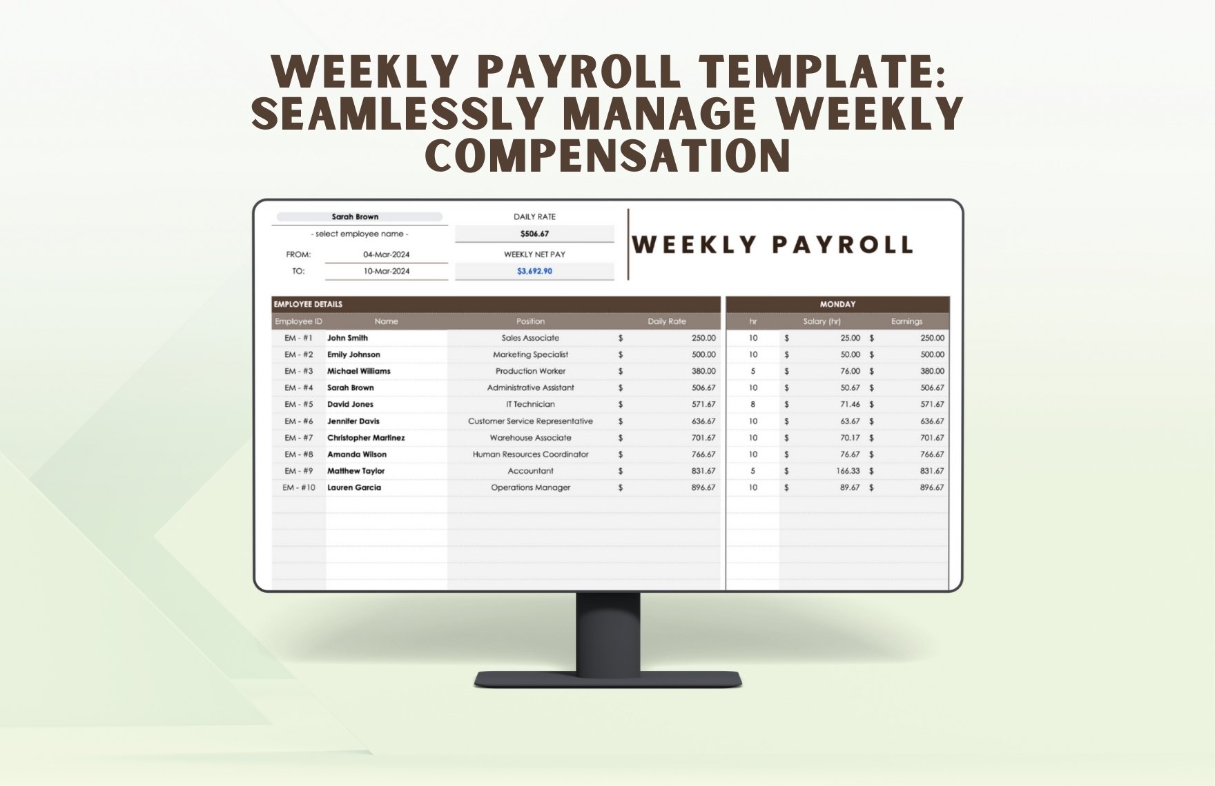 Weekly Payroll Template