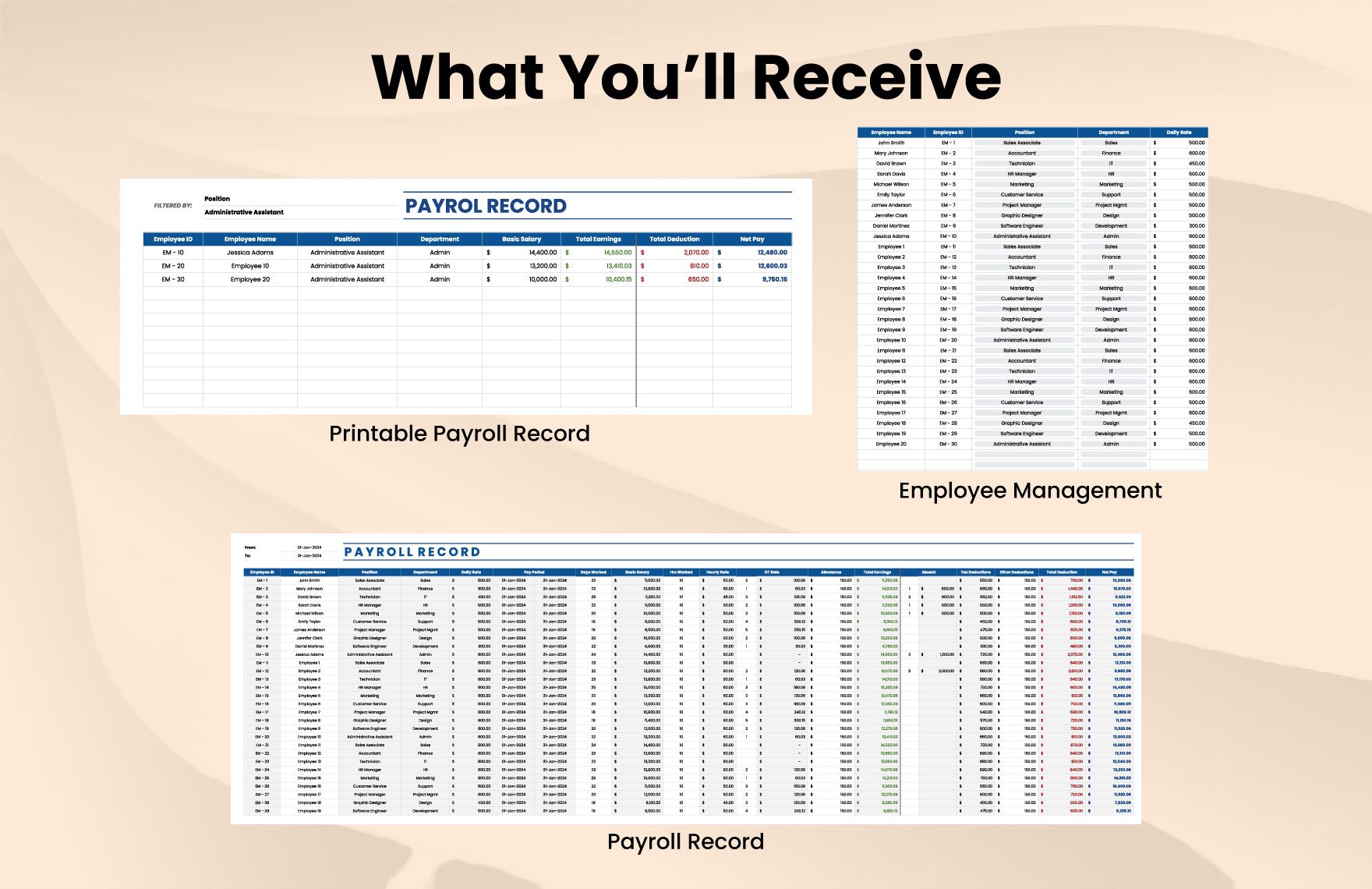 Printable Payroll Record Template