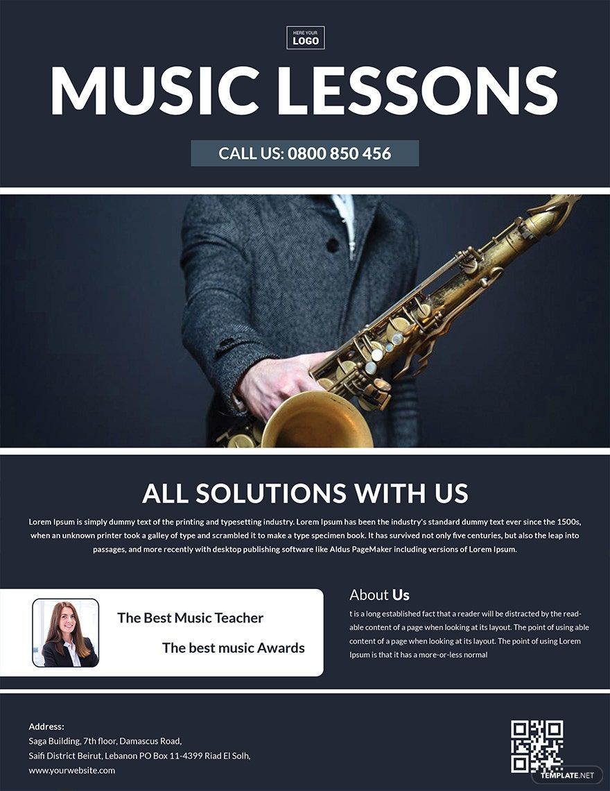 Music Learning Center Flyer Template in Word, Google Docs, Illustrator, PSD, Apple Pages, Publisher