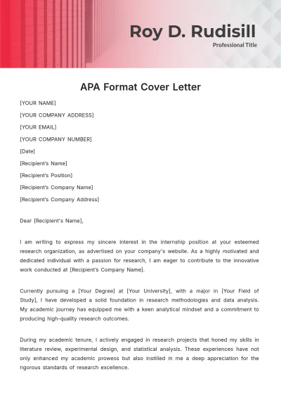 Free APA Format Cover Letter Template to Edit Online