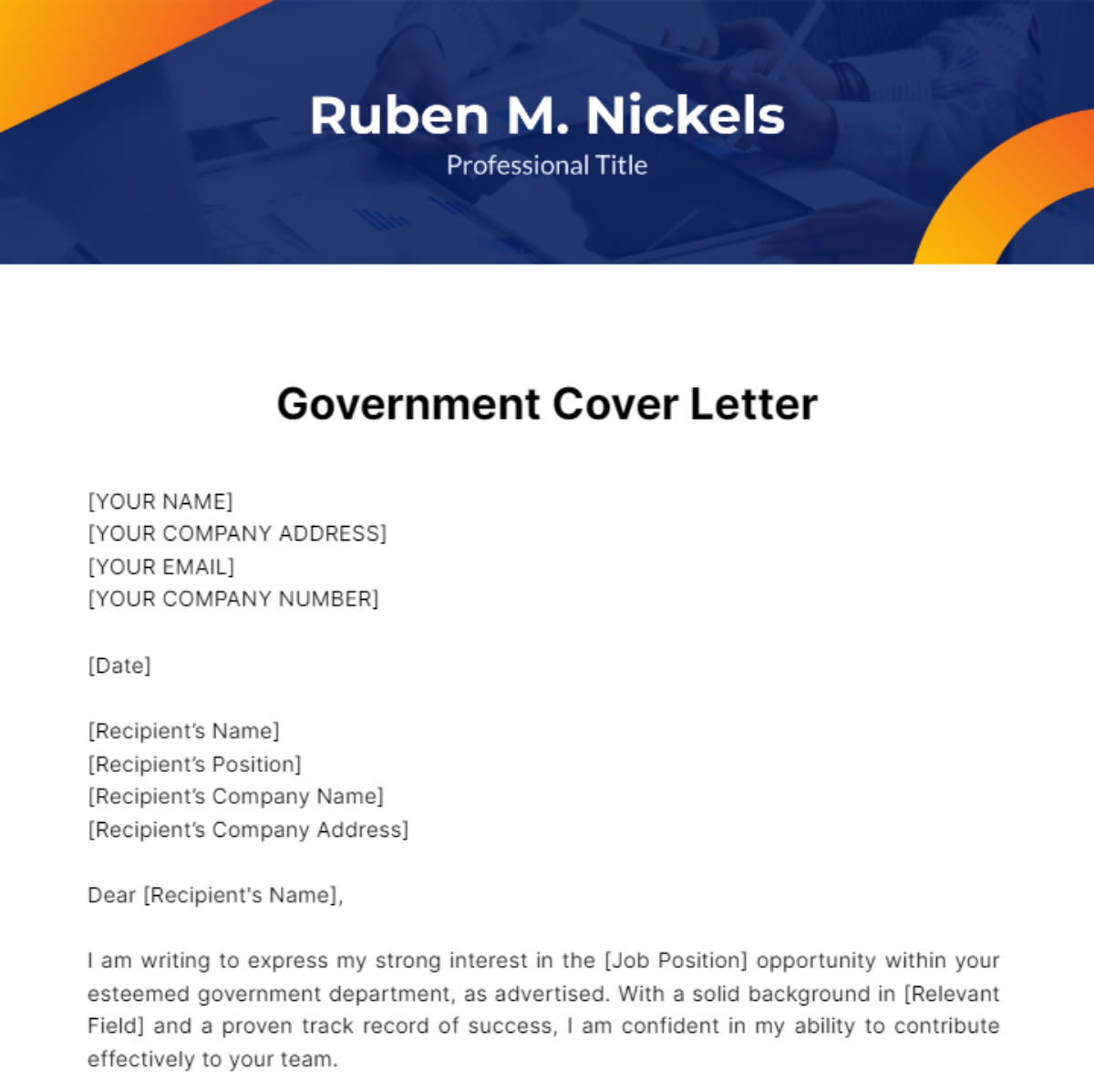Government Cover Letter Template