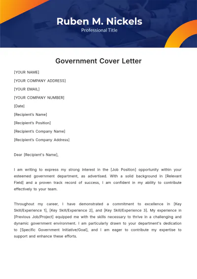 Free Government Cover Letter Template to Edit Online