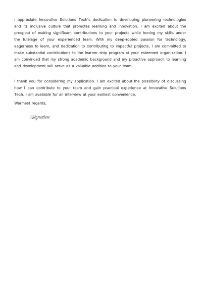 Free Learner ship Cover Letter Template to Edit Online