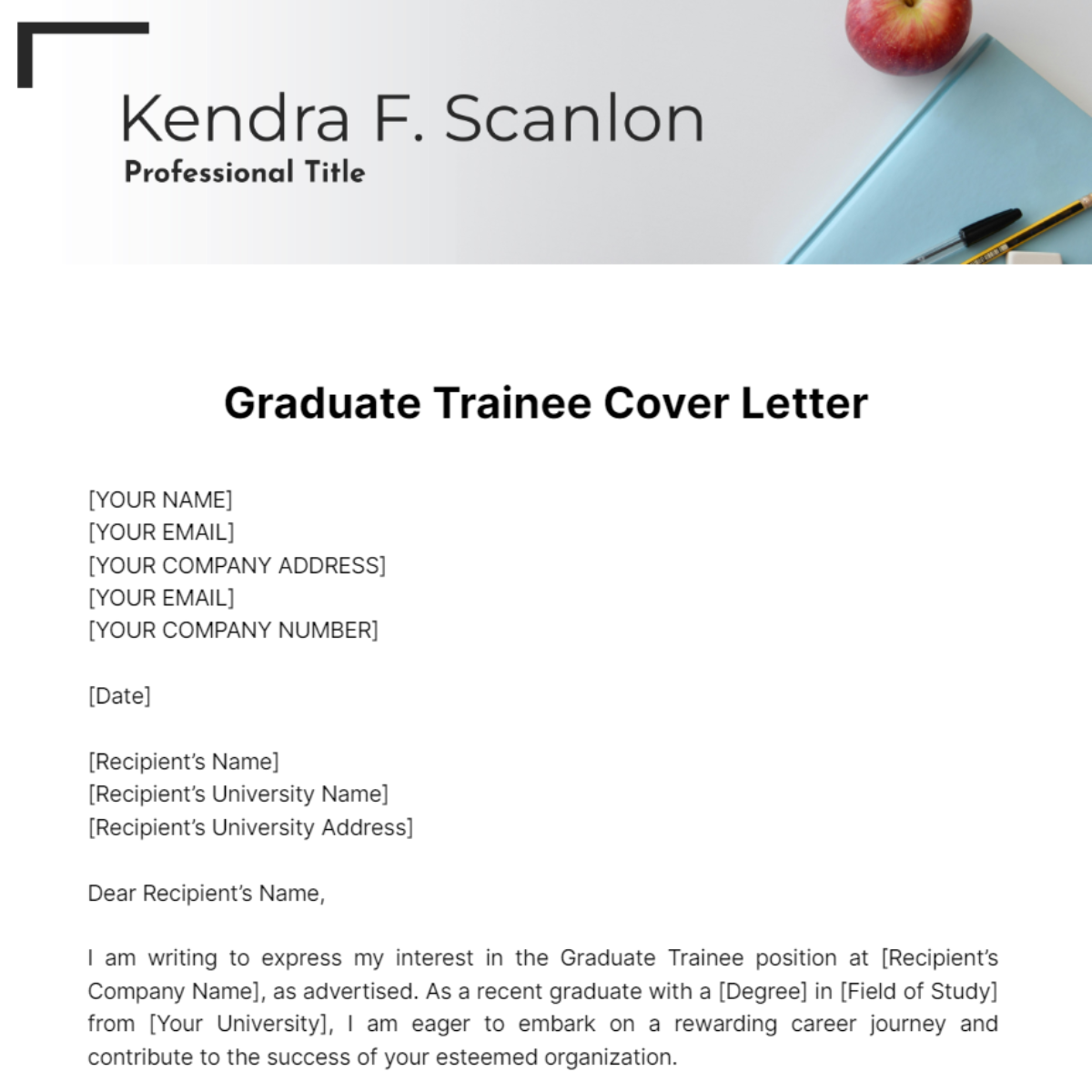 Graduate Trainee Cover Letter  Template