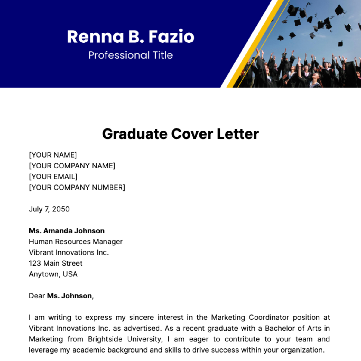 Graduate Cover Letter Template