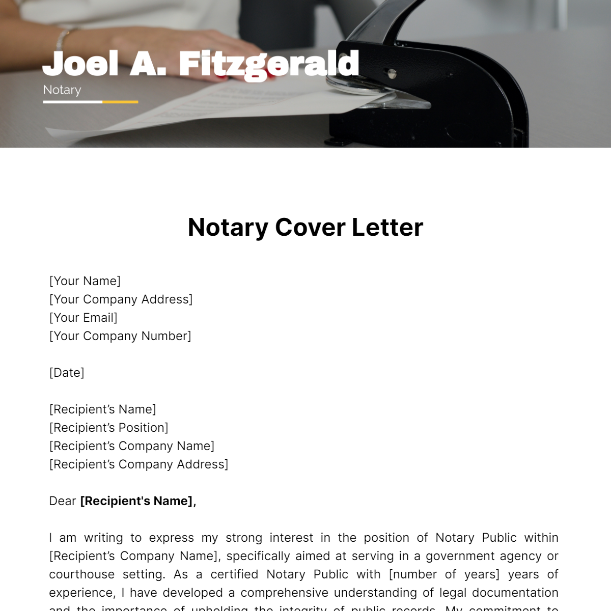 Notary Cover Letter Template