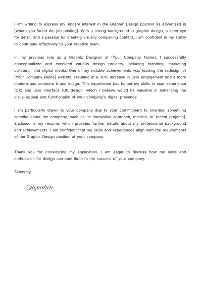Free Graphic Design Cover Letter Template to Edit Online