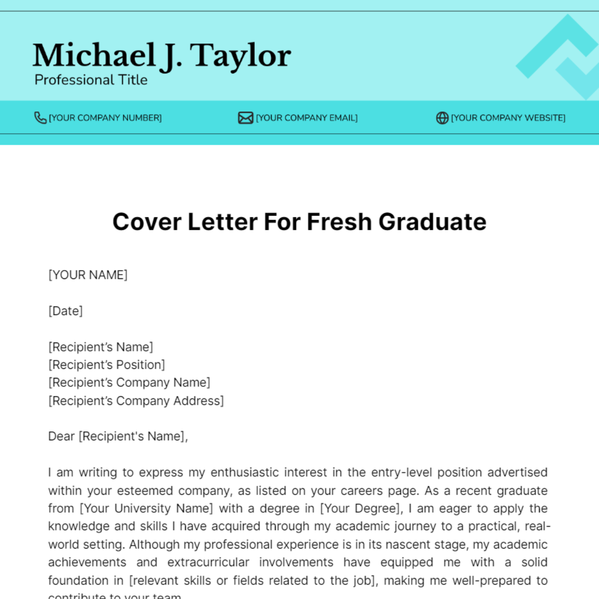 Cover Letter For Fresh Graduate Template