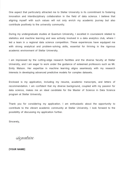 Free Cover Letter For Graduate School Template to Edit Online