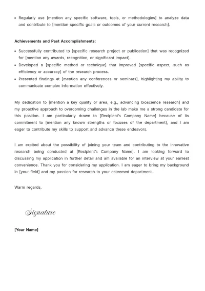 Free Cover Letter For Research Assistant Template to Edit Online