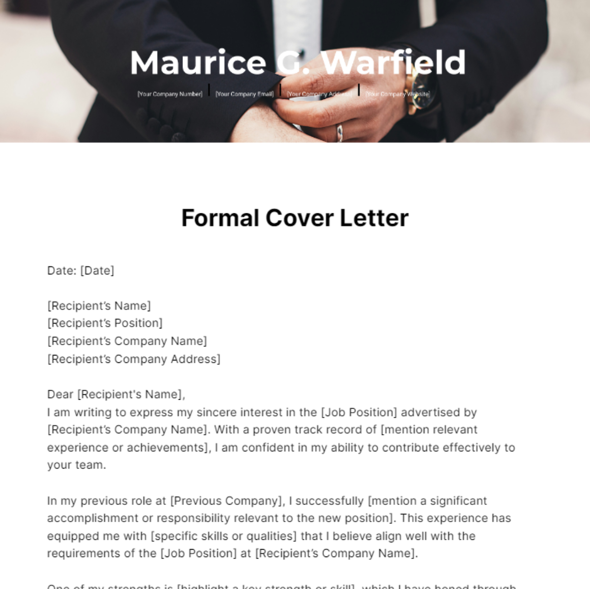 Formal Cover Letter Template