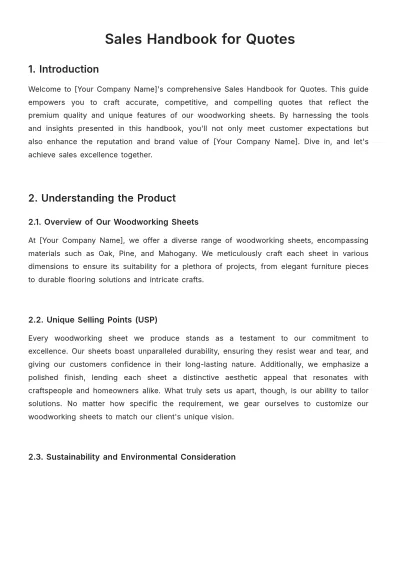 Free Sales Handbook for Quotes Template to Edit Online