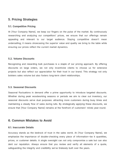 Free Sales Handbook for Quotes Template to Edit Online