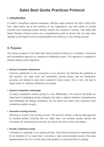 Free Sales Best Quote Practices Protocol Template to Edit Online