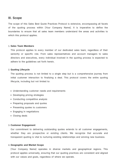 Free Sales Best Quote Practices Protocol Template to Edit Online