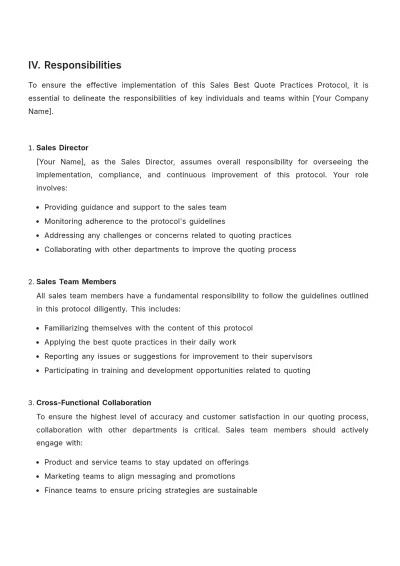 Free Sales Best Quote Practices Protocol Template to Edit Online