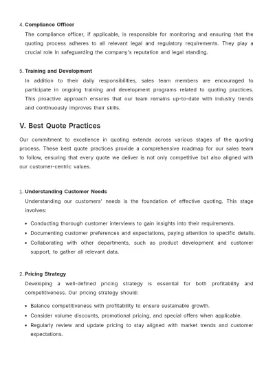 Free Sales Best Quote Practices Protocol Template to Edit Online