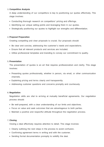 Free Sales Best Quote Practices Protocol Template to Edit Online