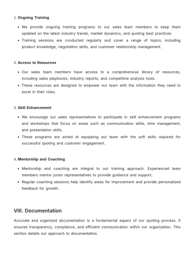 Free Sales Best Quote Practices Protocol Template to Edit Online