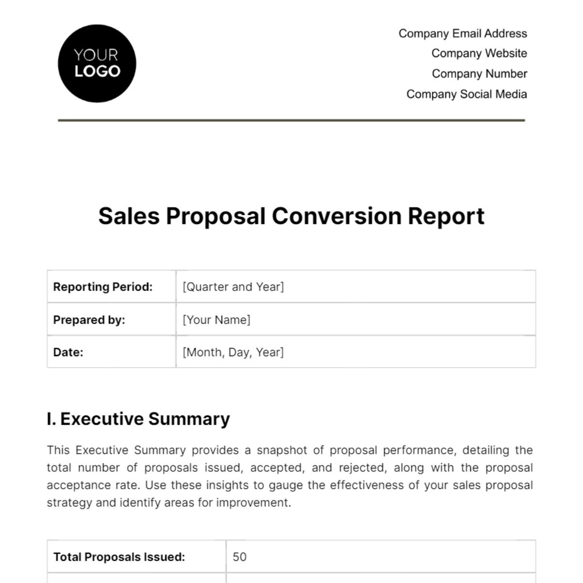Free Sales Proposal Conversion Report Template