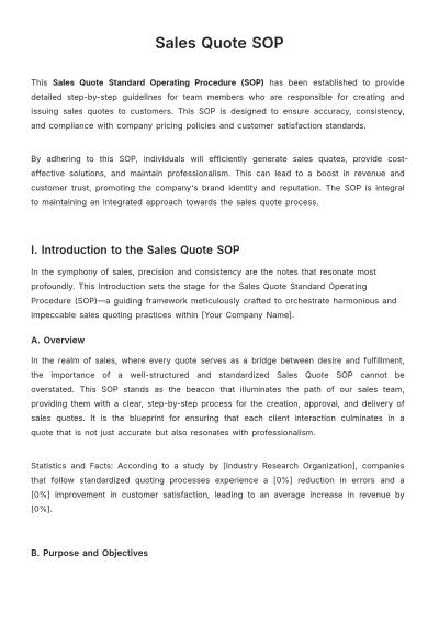 Free Sales Quote SOP Template to Edit Online