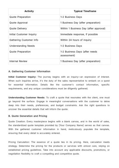 Free Sales Quote SOP Template to Edit Online