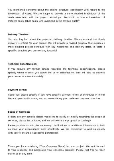 Free Sales Quote Clarification Slip Template to Edit Online