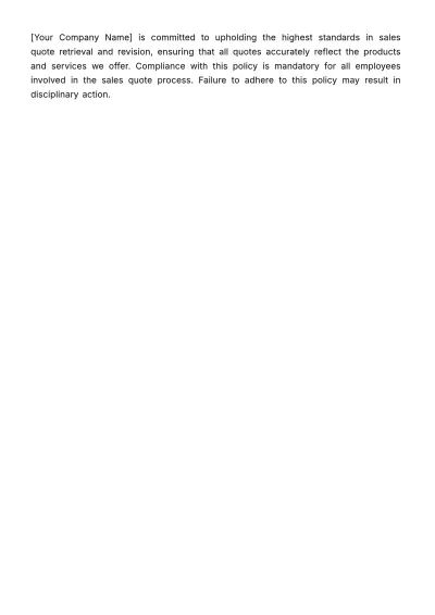 Free Sales Quote Retrieval and Revision Policy & Procedure Template to Edit Online
