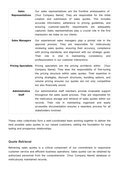 Free Sales Quote Retrieval and Revision Policy & Procedure Template to Edit Online