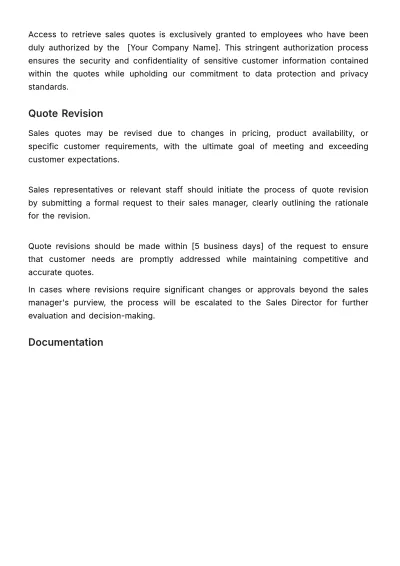Free Sales Quote Retrieval and Revision Policy & Procedure Template to Edit Online