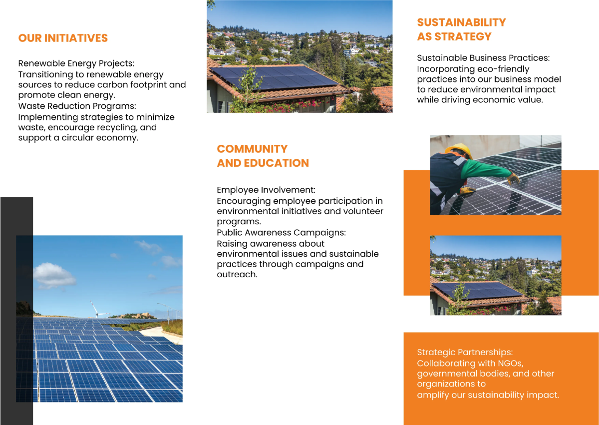 Free Environmental Sustainability Initiatives Brochure Template to Edit Online