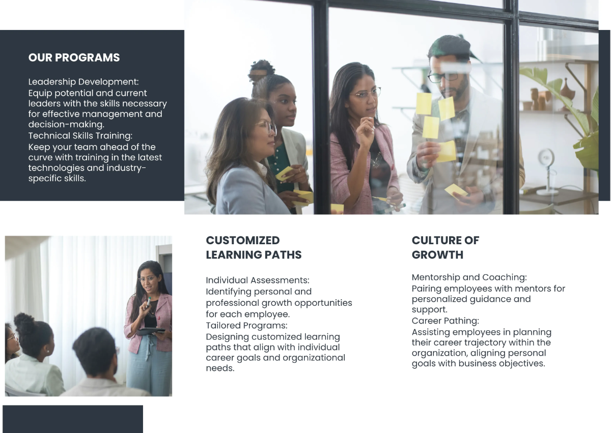 Free Employee Training and Development Programs Brochure Template to Edit Online