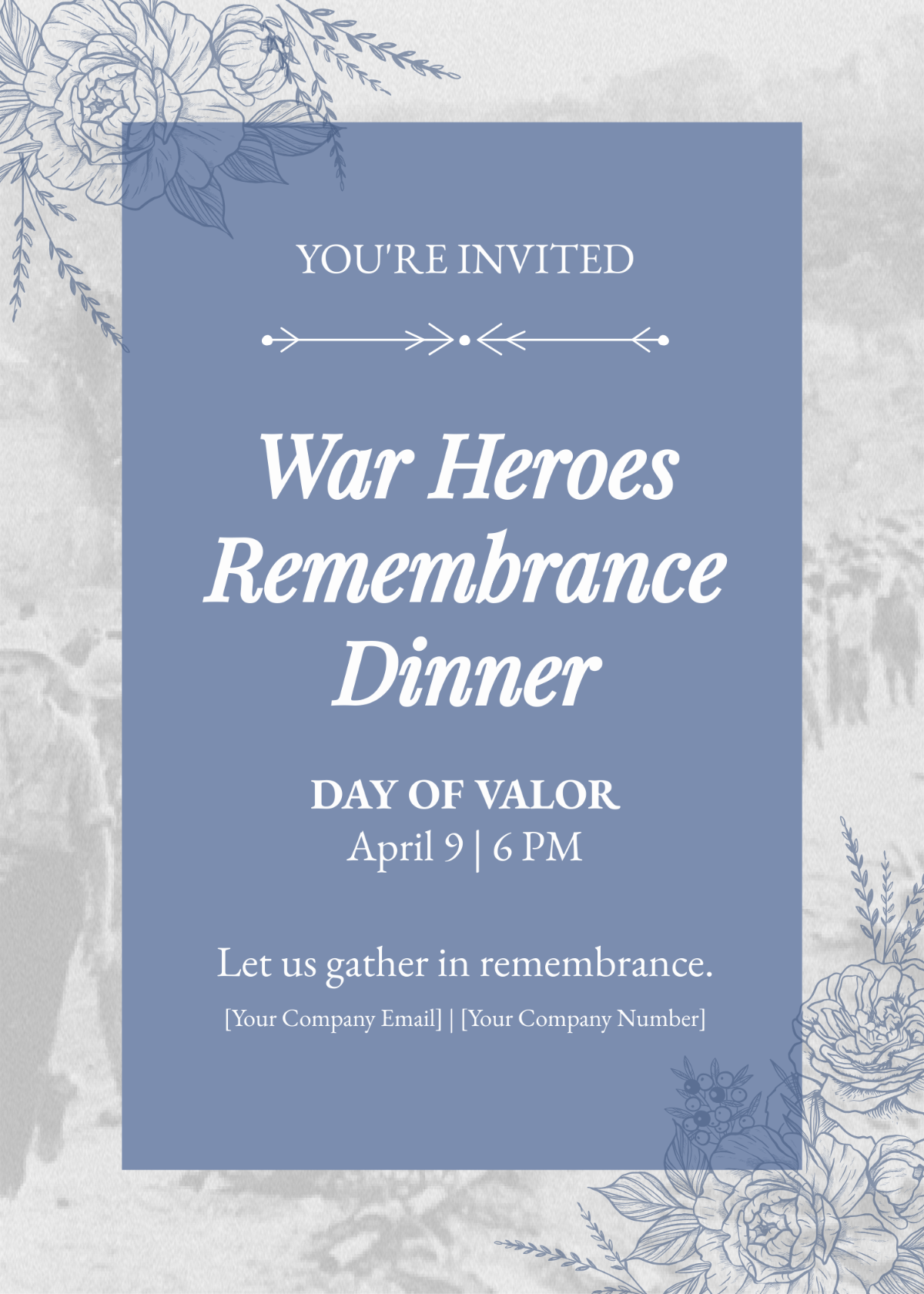 Free Day of Valor Invitation Card Template