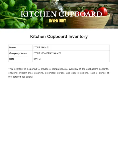 Free Kitchen Cupboard Inventory Template to Edit Online