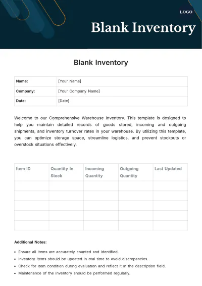 Free Blank Inventory Template to Edit Online