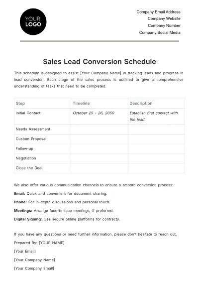 Free Sales Lead Conversion Schedule Template to Edit Online