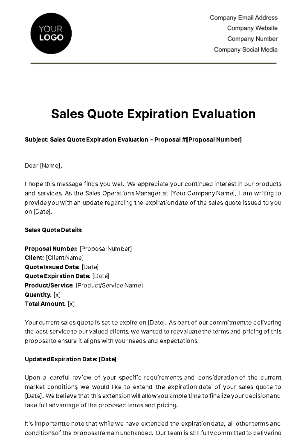 Sales Quote Expiration Evaluation Template