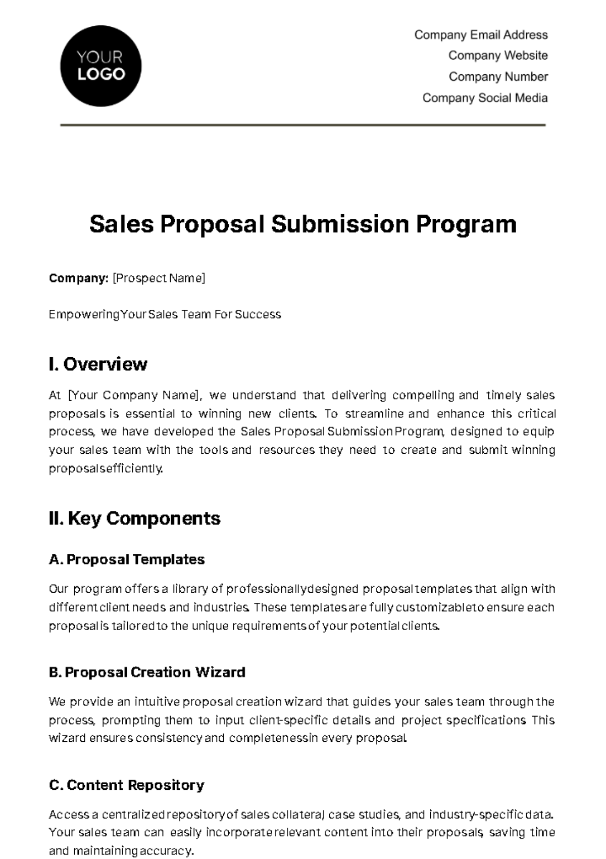 Sales Proposal Submission Program Template