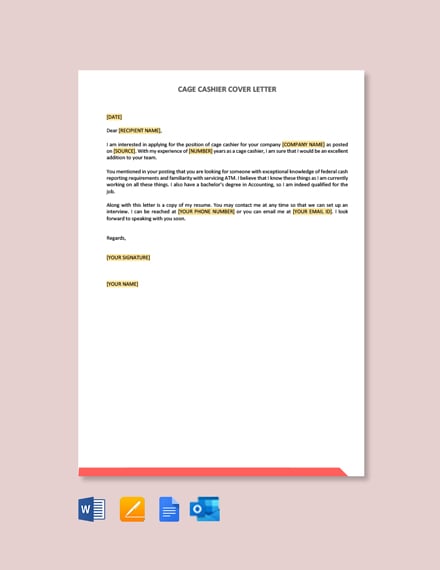 13 Cashier Cover Letter Word Templates Free Downloads Template Net