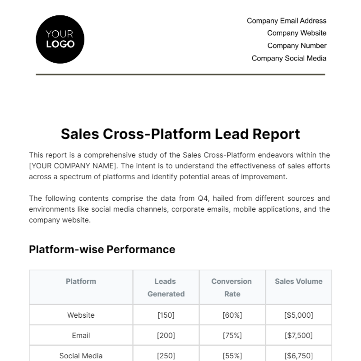 Free Sales Cross-Platform Lead Report Template
