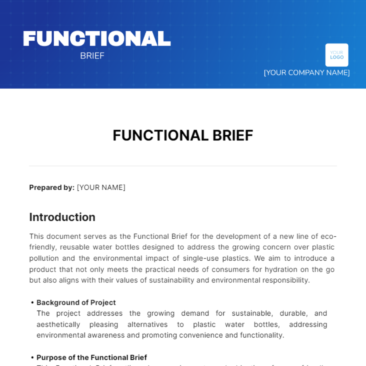 Functional Brief Template