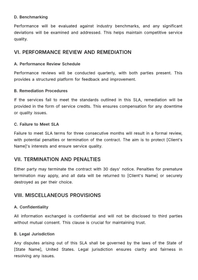 Free Sales Service Quote SLA Template to Edit Online