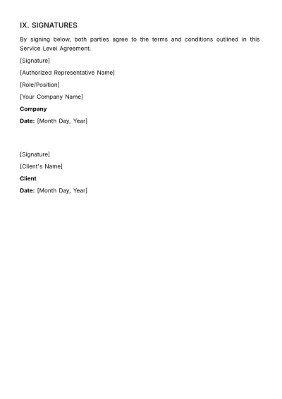 Free Sales Service Quote SLA Template to Edit Online