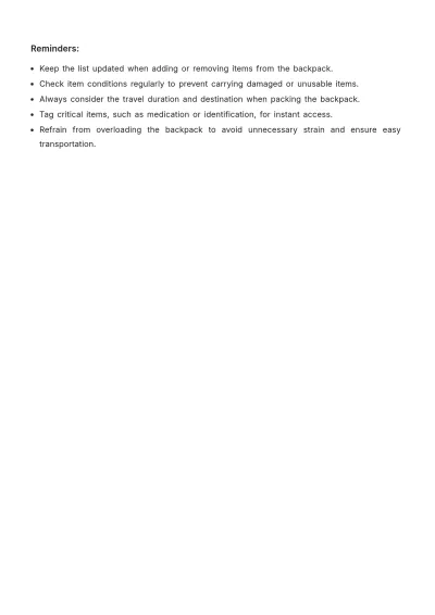 Free Backpack Inventory Template to Edit Online